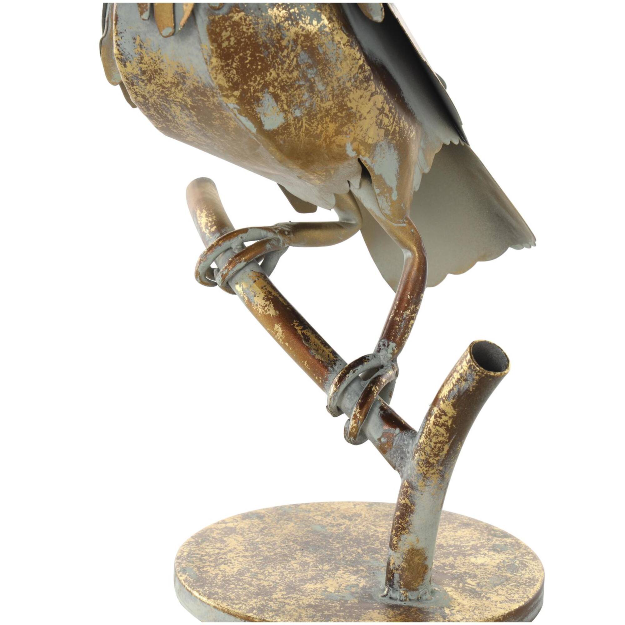 14.5" Bronze Patina Cockatiel on Branch Metal Garden Sculpture